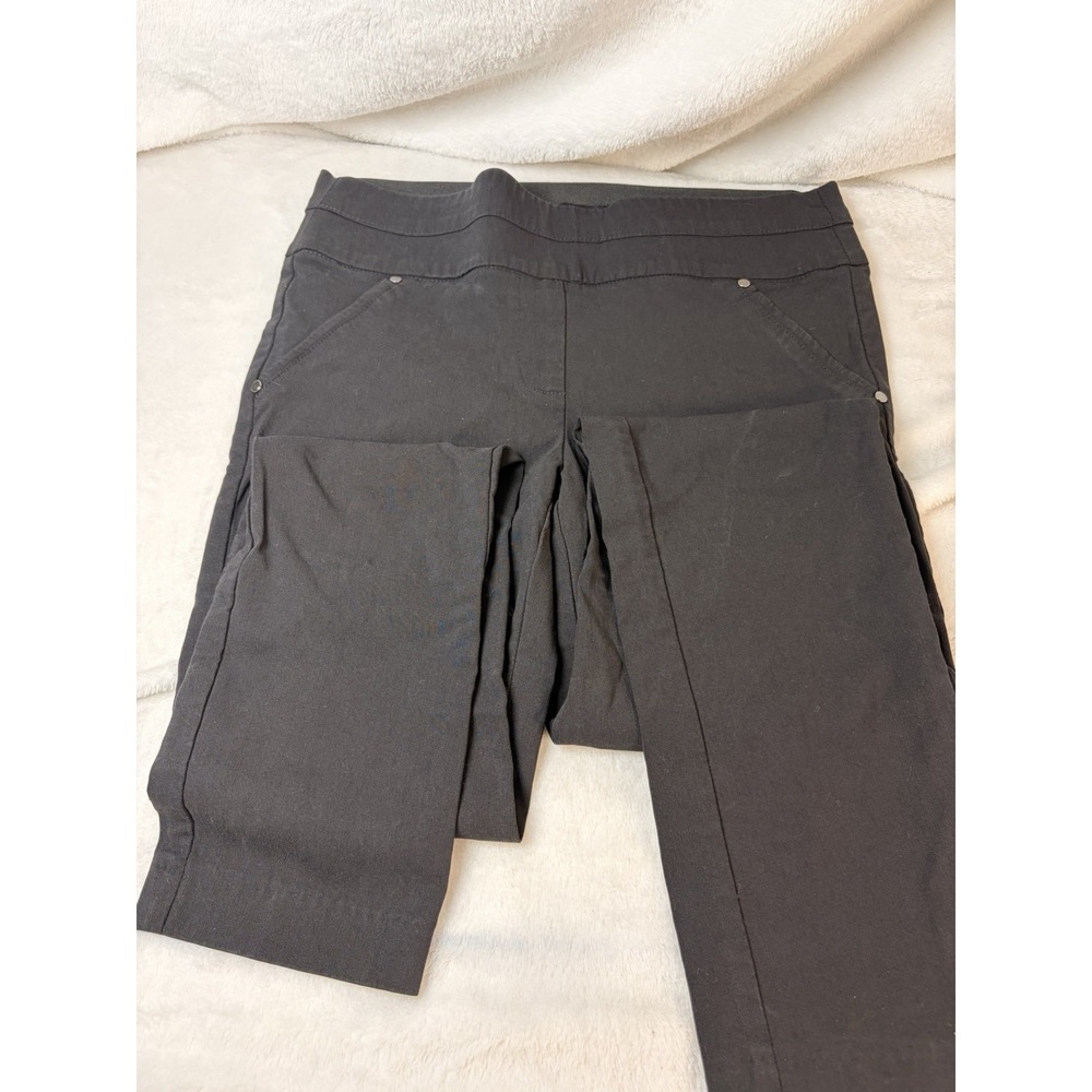 My Michelle Black Pull-On Stretch Ankle Pants Wide Waistband Rivet Detail Med